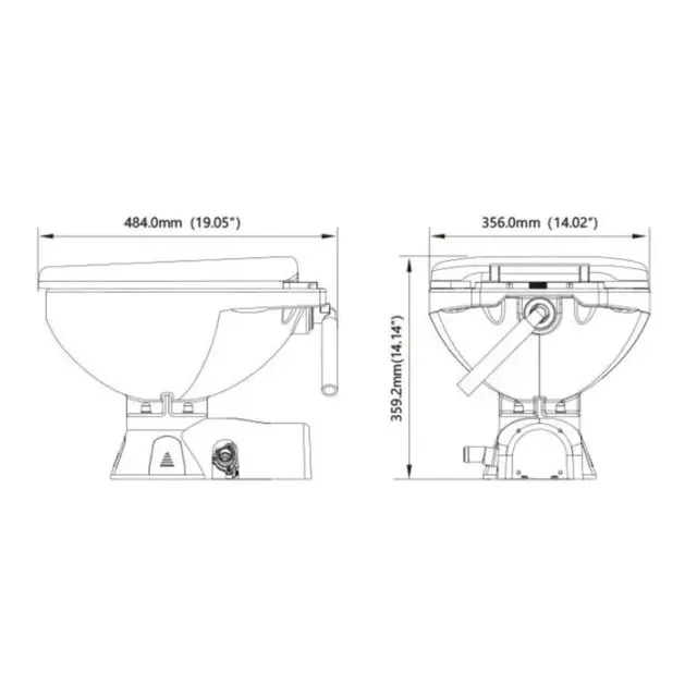 SEAFLO Toalett 12V Regular Quiet Flush Ferskvann Soft-close 