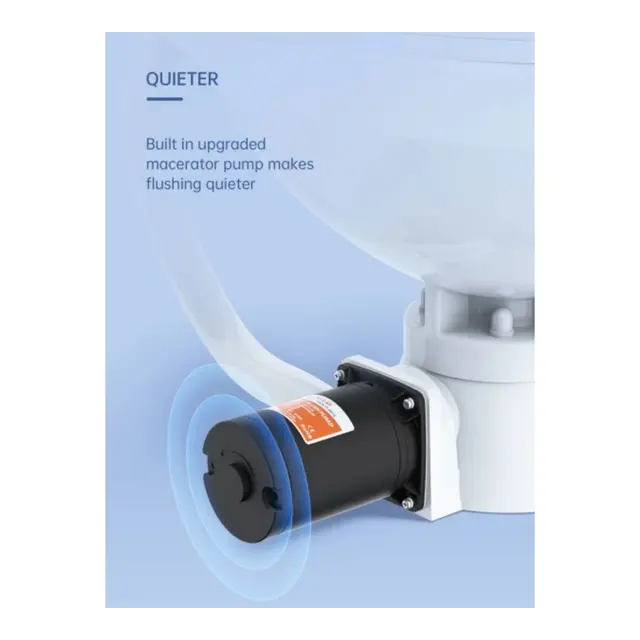 SEAFLO Toalett 24V Regular Quiet Flush Ferskvann Soft-close 