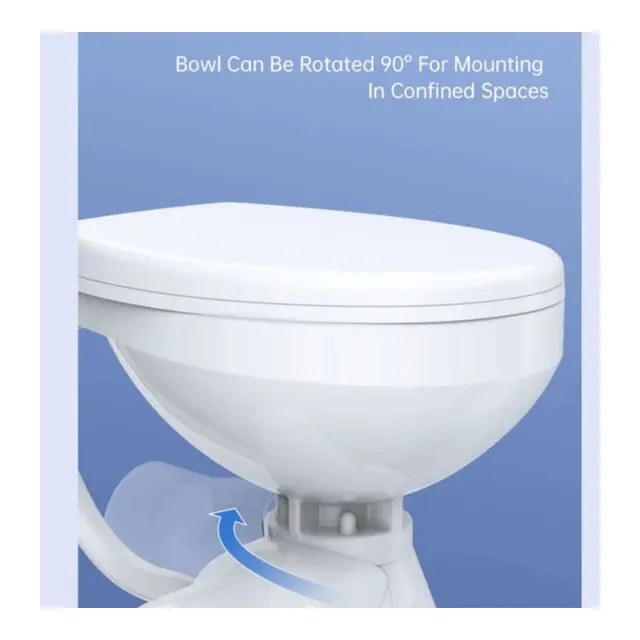 SEAFLO Toalett 12V Regular Quiet Flush Saltvann Soft-close 