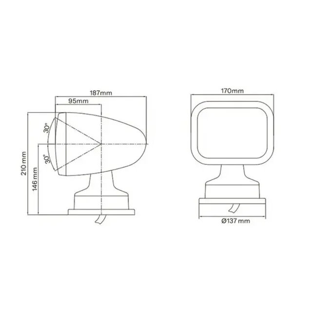 SEAFLO LED Lyskaster 10-30V Fjernkontroller 28W Hvit 