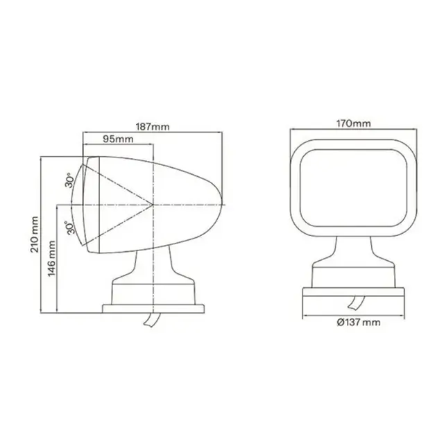 SEAFLO LED Lyskaster 10-30V Fjernkontroller 28W Sort 