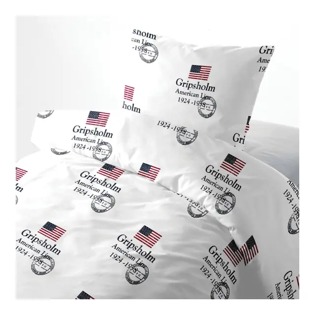 GRIPSHOLM Sengesett Bomull AM Line, hvit Dobbeldyne 