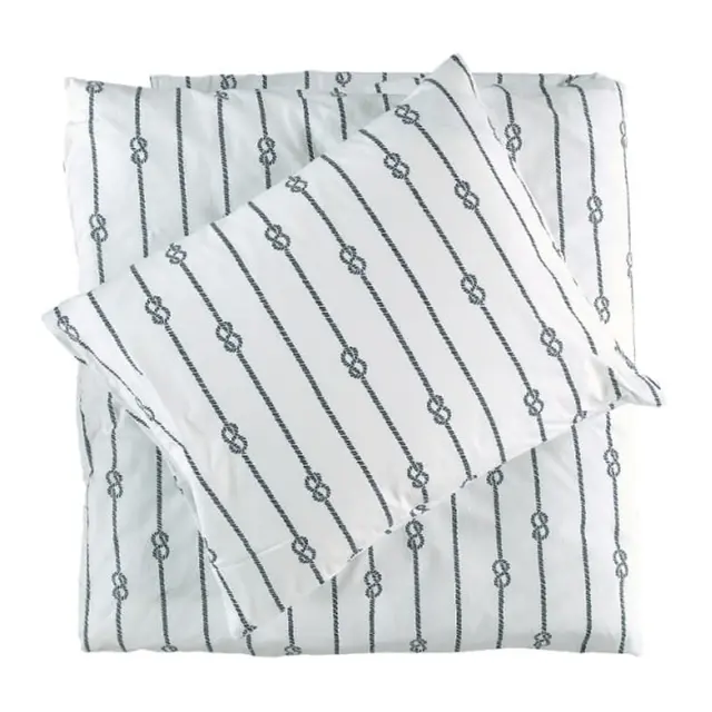 GRIPSHOLM Sengesett Bomull Knop,hvit/blå 