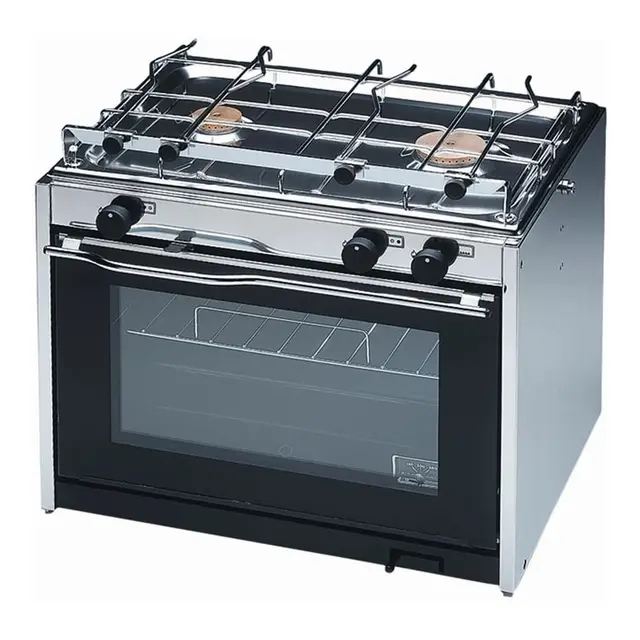 TECHIMPEX Komfyr XL 2-bluss sort Komfyr med to brennere på 1700W og 2300W 
