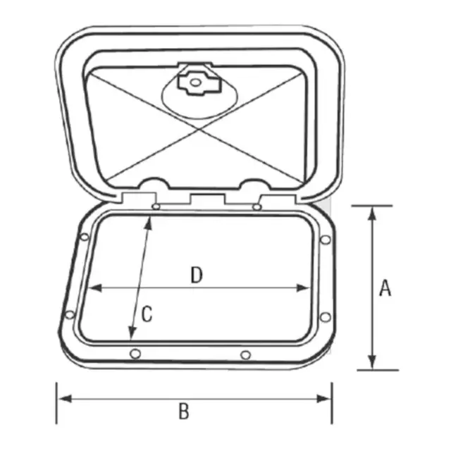 ABS luke rektang. 35,5 x 60 cm Uten lås 