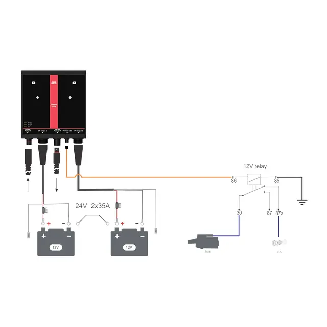 DEFA MarineCharger 2 x 35A - 12V AGM/Gel/Bly/syre-batterier 