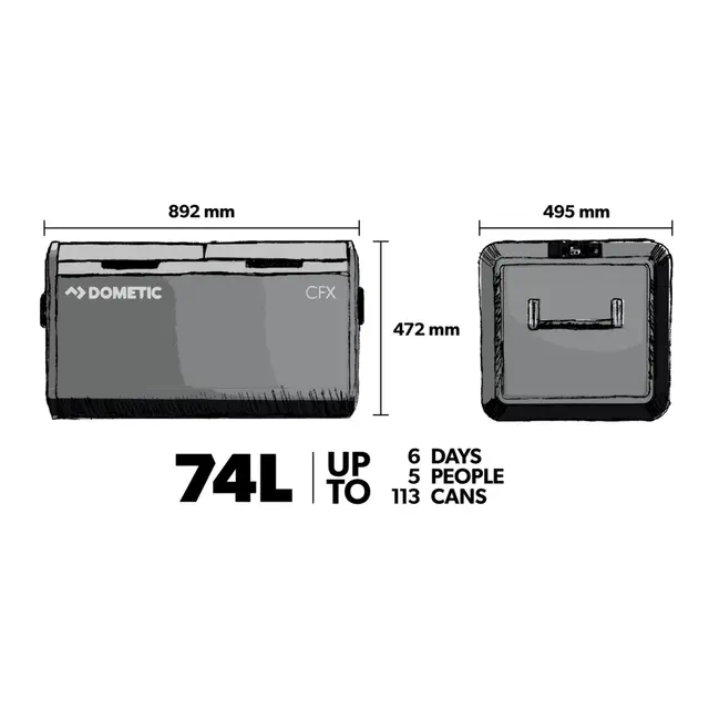 DOMETIC  CFX3 75DZ 


A+ 74l, to soner Mobil kompressorkjøleboks og fryser 