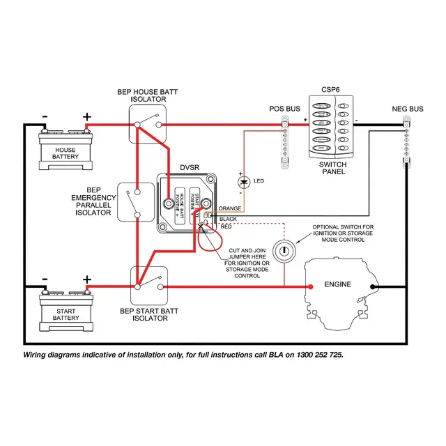 BEP Ladestrømsfordeler DVSR 140 A,12/24V Ladeskille volt sensetivt rele 