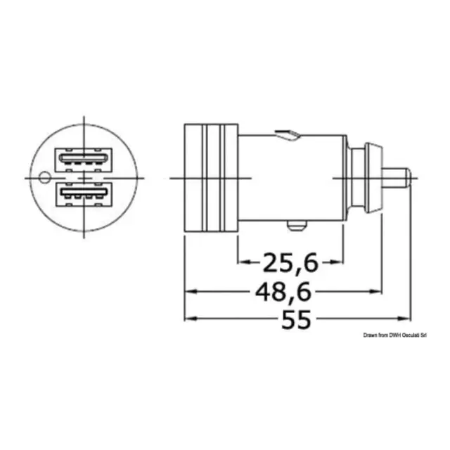 OSCULATI USB Plugg USB-C og USB-A for sigarettenneruttak 12/24V 