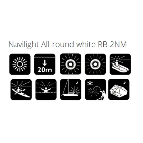 NAVISAFE Navi Light 360 - Rundtlysende m/RailBlaza feste - Hvit lys - 2NM 
