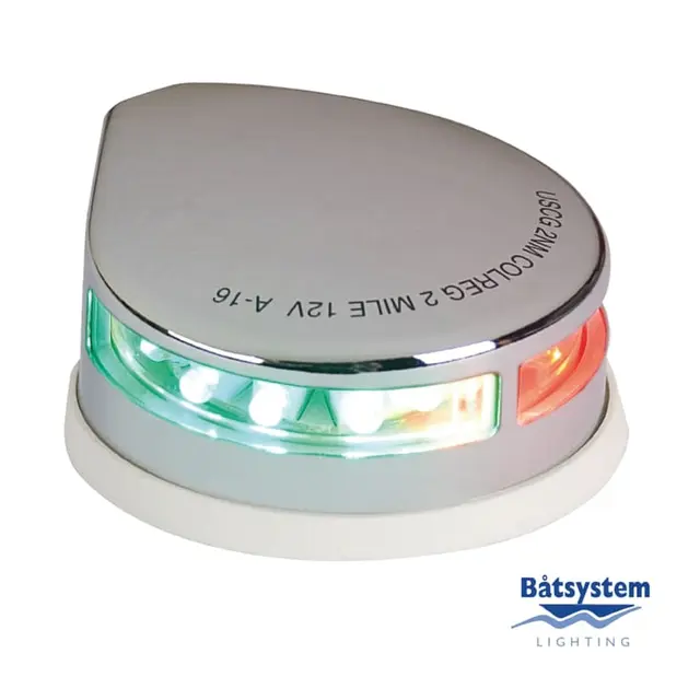 BÅTSYSTEM Kombilanterne Rød/Grønn Dekksmontert Krom 12V 