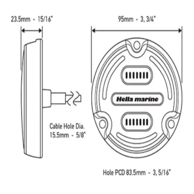 HELLA Apelo A2 Undervannslys Bronse 30W Hvit/blått lys, m/hvit bakgrunn 