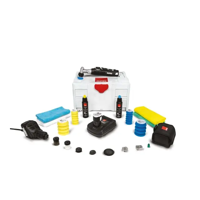 Rupes Nano DLX kIT polermaskin batteri m/ polermiddel, puter og bærekasse 