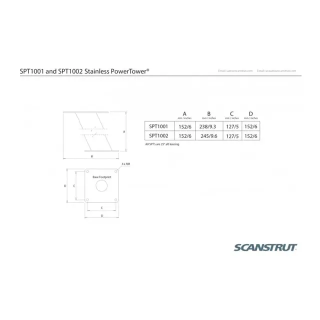SCANSTRUT  SPT1001 PowerTower Stainless Rustfritt stål, 150mm 