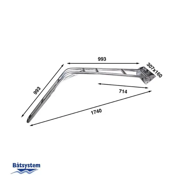 BÅTSYSTEM Davit Dv42-1 Kit for avrundet akterspeil 