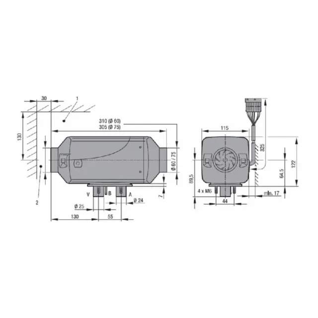 EBERSPÄCHER Airtronic S3 D2L 12V Komplett sett med eksos 