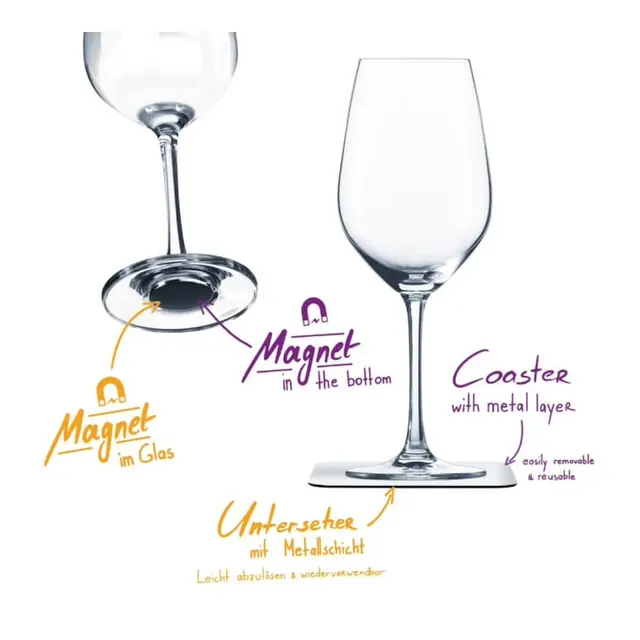 SILWY Magnetic Krystallglass - Vin 2 stk glass og magnetpads 