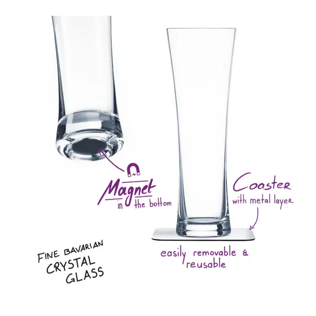 SILWY Magnetic Krystallglass - Øl 2 stk glass og magnetpads 