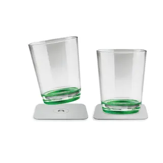 SILWY Magnetic Plastglass - Drikkeglass 2 stk glass (gr&#248;nn bunn) og magnetpads
