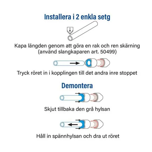 WHALE Quick Connect 15mm T-kobling 2pk Hun-hun til forgrening 