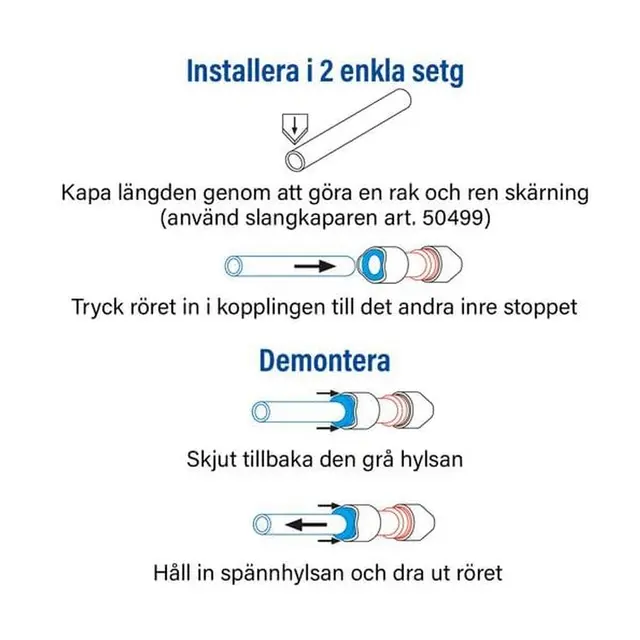 WHALE Quick Connect 15mm Hun/Hun/Han T-kobling 2pk 