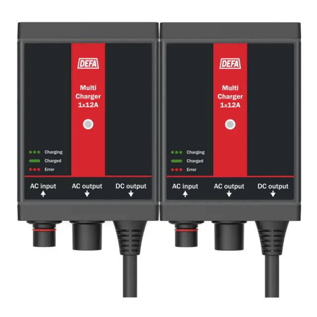 DEFA MultiCharger 2 x 12A - 12V AGM/Gel/Bly/syre-batterier 