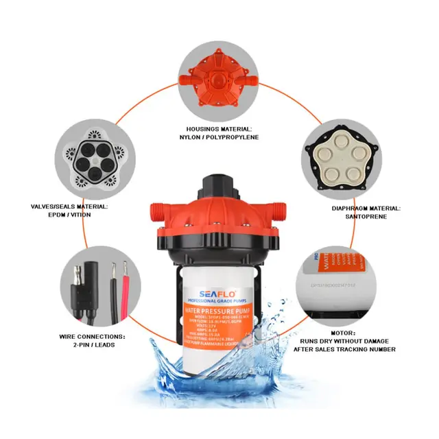 SEAFLO Trykkvannspumpe, 51 serien 12V 60PSI - 15 l/min 