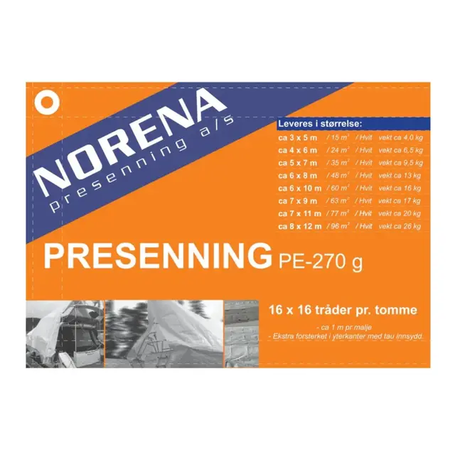 NORENA PRE-270-8x12 meter Lettpressenning av god kvalitet 