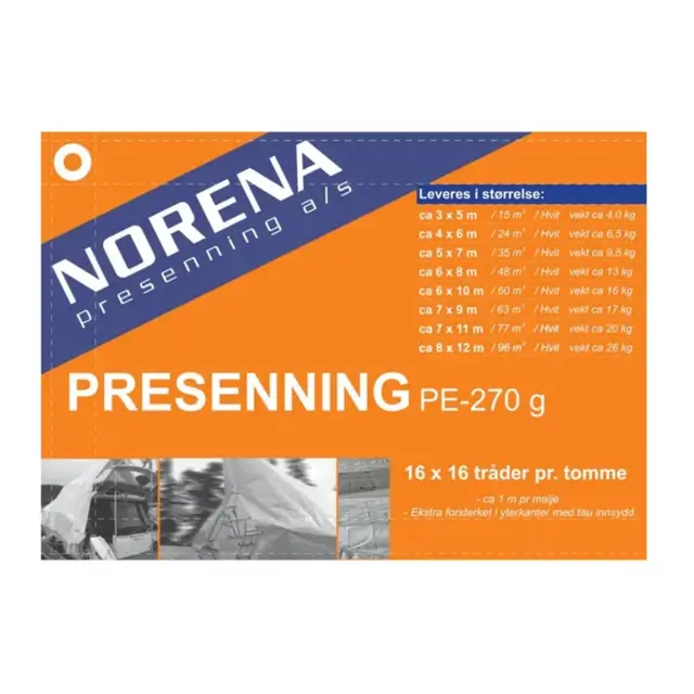NORENA PRE-270-  6x10 Meter lettpresenning 270gram god kvalitet 