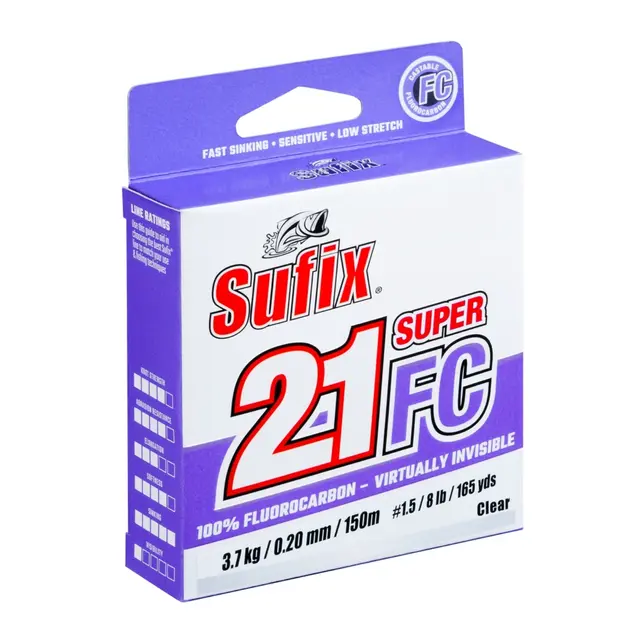 SUFIX Super 21 Fluorocarbon Clear 150m 0,28mm 6,5kg 