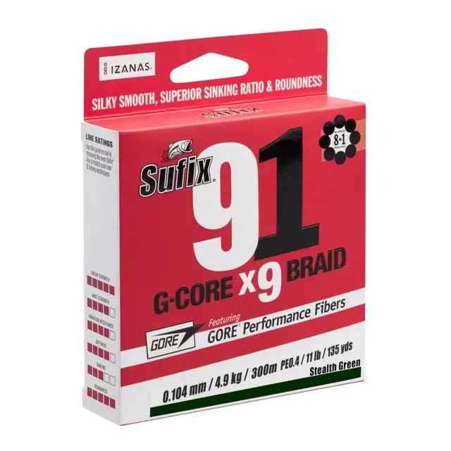 SUFIX 91 Braid Lo-Vis Green 300m 0,165mm 8,1kg 