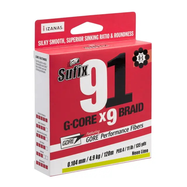 SUFIX 91 Braid Neon Chartreuse 150m 0,165mm 8,1kg 