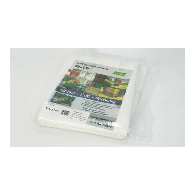 O.B.WIIK Lettpresenning PE W-19 8x10m - 180 g/m² - Transparent/hvit 