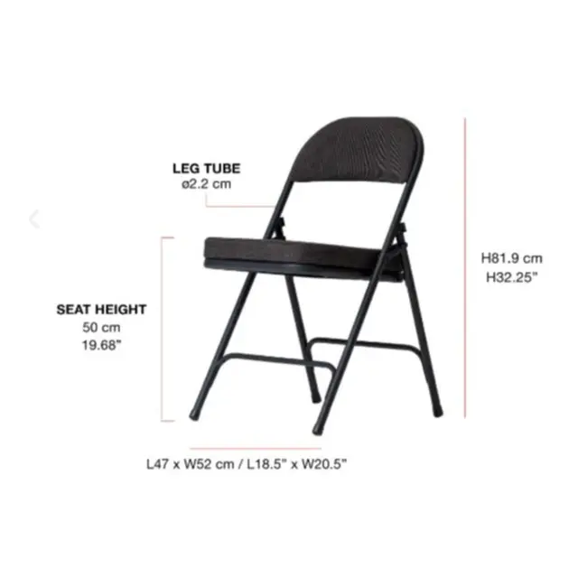 O.B.WIIK Klappstol - Malmö Stol med mykt sort stofftrekk 