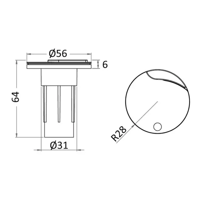 OSCULATI Reservebase for stenger Hvit - Flush - m/ syrefast stålhette 