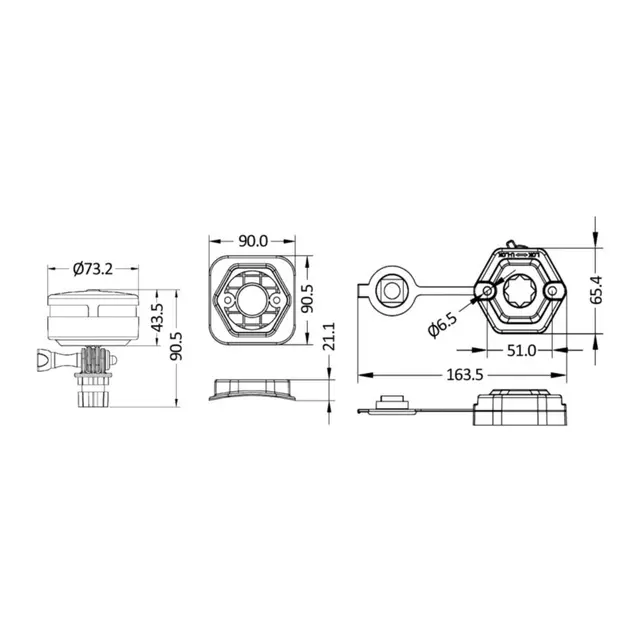 OSCULATI Navilight 2NM 360° hvitt lys 3 ulike monterings baser 