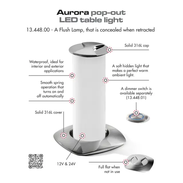 OSCULATI AURORA LED Bordlampe Nedfellbar bordlampe - 12/24V 