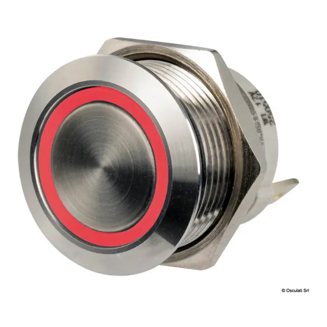 OSCULATI Flat brytere i syrefast stål ON-Off - 12/24V - Rød LED 