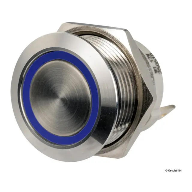 OSCULATI Flat brytere i syrefast stål ON-Off - 12/24V - Blå LED 