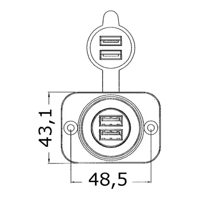 OSCULATI Lighter og USB-uttak Utenpåliggende - 2,4amp 
