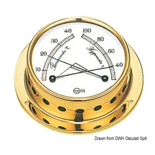 OSCULATI Hygrometer og termometer Forgylt - Ø 85mm 
