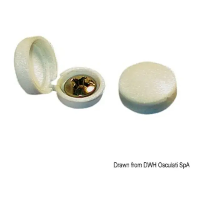 OSCULATI Pyntekopper 20pk hvit 3,5/4,2 mm skruer - snap on deksel 