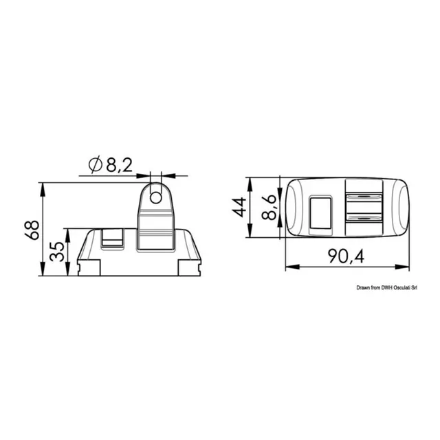 OSCULATI Kalesjebeslag syrefast 180° feste til skinne - 8mm bolt 