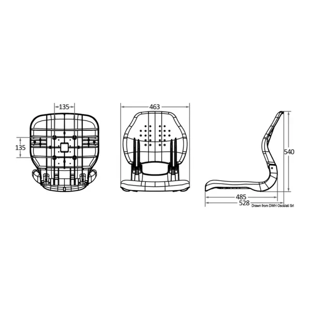OSCULATI Båtstol - ergonomisk sete Hvit klappstol 