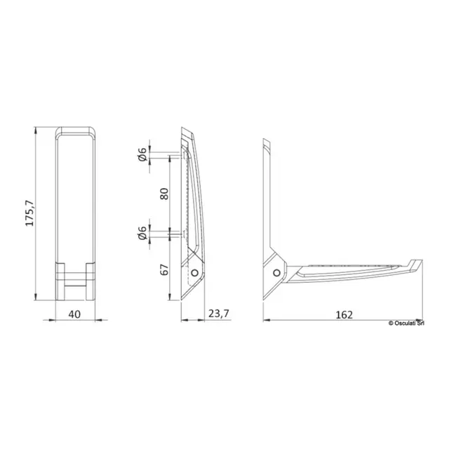 OSCULATI Spectre sammenleggbart trinn Aluminium og magnetisk holder 