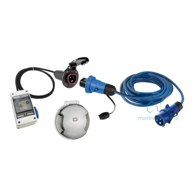 OSCULATI Landstrømspakke 16A 220V - 10m kabel - 316 lokk - sort plugg 