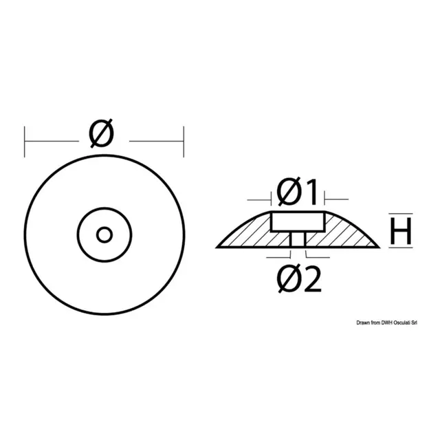OSCULATI Roseanode Ø 50mm Anode for ror og trimplan - 100gr 
