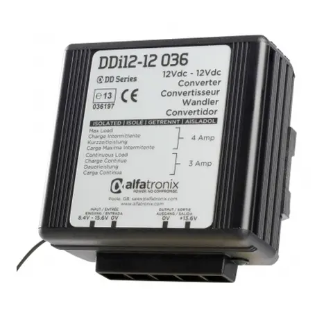 Alfatronix DDi24-12 m/galvanisk skille Spesialutgave med 12.0V (+/-5%) 3/6A 