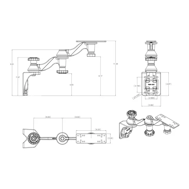 RAM svingarm for ekkolodd og kartplotter 305mm svingarm - vertikal festeplate 