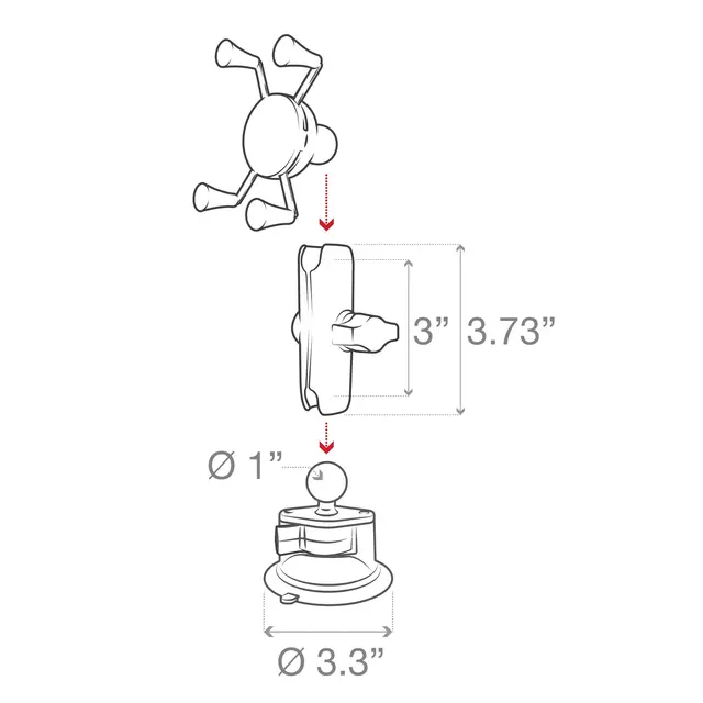RAM MOUNTS X-Grip® mobilholder -sett Sterk sugekopp 